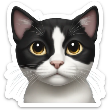 Tuxedo cat with round black blotch  under whiskers sticker