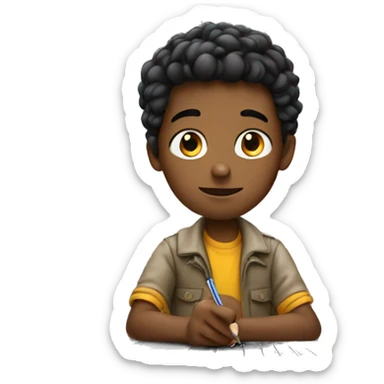 A Boy Writing on Macbook sticker