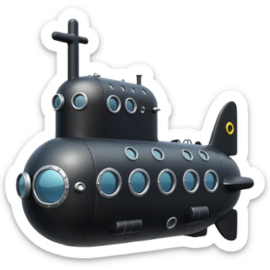 can you generate an emoji of a black submarine with two portholes? sticker