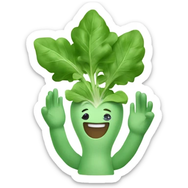 Happy arugula with hands sticker
