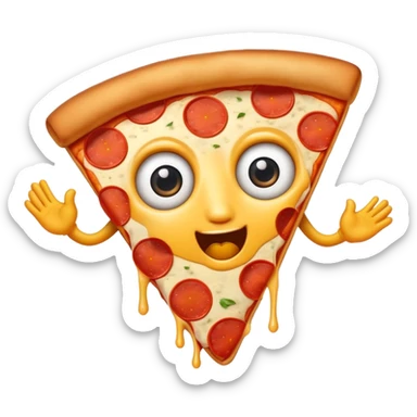 A pizza slice with eyes disco dancing sticker