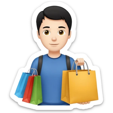 a white guy with black hair shopping sticker