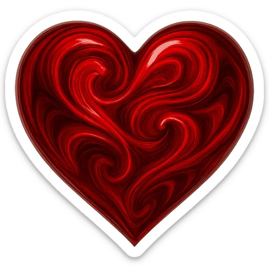 heart with a swirling ruby red effect sticker