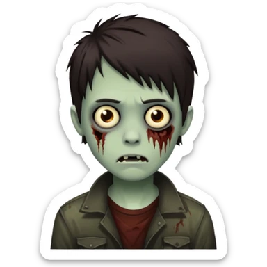 boy zombie with darkish brown hair emo sticker