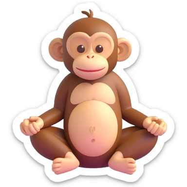 a monkey meditating with intense focus sticker