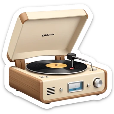 Modern record player, white and beige  sticker