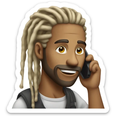 a man talking on his cell phone with dreadlocks  sticker