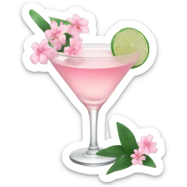 Cocktail with light pink flowers sticker
