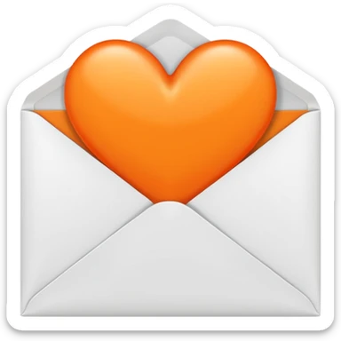 white envelop with orange heart inside sticker