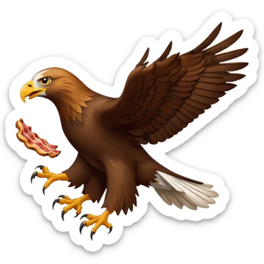 A flying eagle stealing eating bacon  sticker