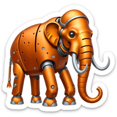 Little completely orange mammouth cyborg sticker