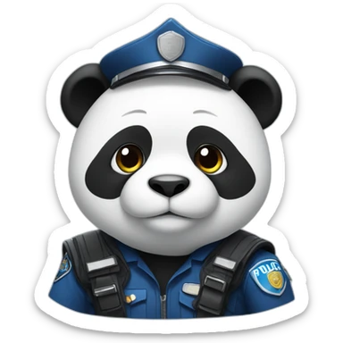 panda wearing police suit sticker