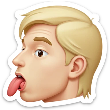 clear side profile of a man sticking his tongue out, complete side view showing the side of face sticker