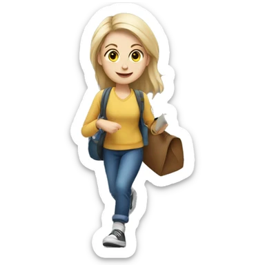 a white-skin student making a step downstairs sticker