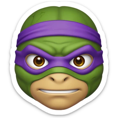 Donatello from Teenage Mutant Ninja Turtles, emoji style, with a determined look sticker