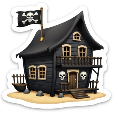 old pirate's house with skull flag sticker