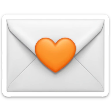 white envelop with small orange heart inside sticker