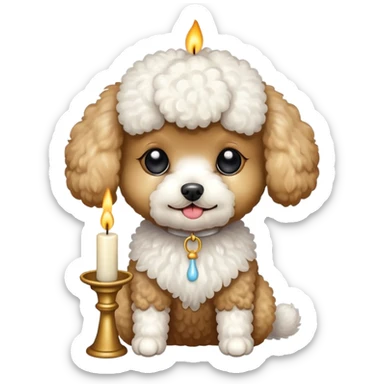 toy poodle holding a candle sticker