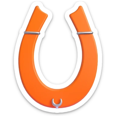 horseshoe, 3D, Hermès orange, matte finish, minimalist, no text sticker