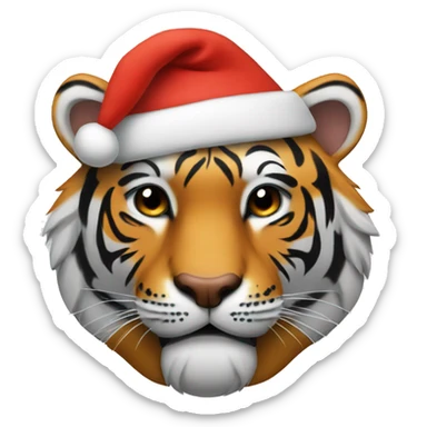 tiger with Santa hat sticker