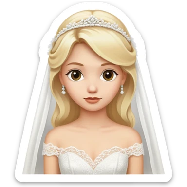 Blonde girl wearing wedding dresses  sticker