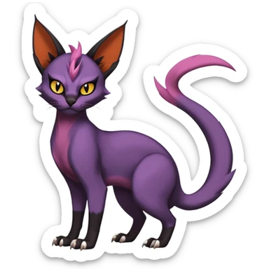 Black edgy Noivern-Noibat-Purloin-Torracat-Sphynx-Caracal-cat-Fakemon-fusion-hybrid-creature sticker