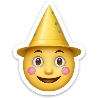 2026 happy new year yellow faced emoji with a 2026 party hat sticker