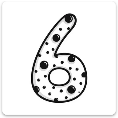 Handdrawn number six with pearl accents sticker