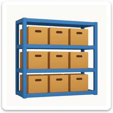 emoji of storage with boxes on shelves from a different angle sticker
