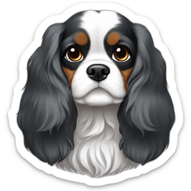 Chien cavalier king charles noir gris et blanc sticker