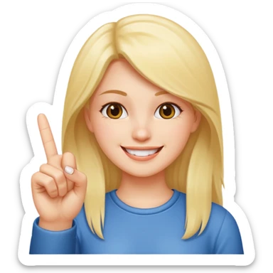 Girl smiling and sticking up middle finger sticker