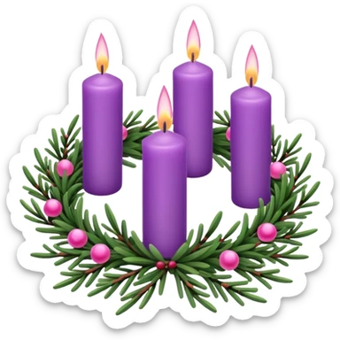 advent wreath with 3 purple candles and one pink candle sticker