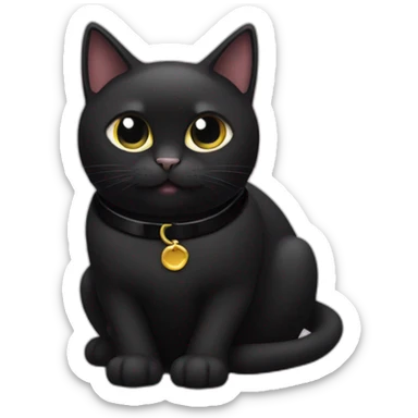 black cat in black collar in black bell sticker