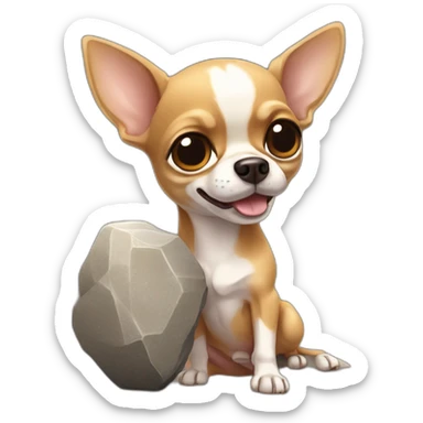 chihuahua hold a huge stone sticker