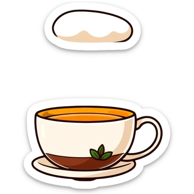 beautiful teacup with hot tea and steam sticker