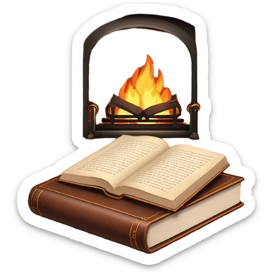 Book by a fireplace sticker