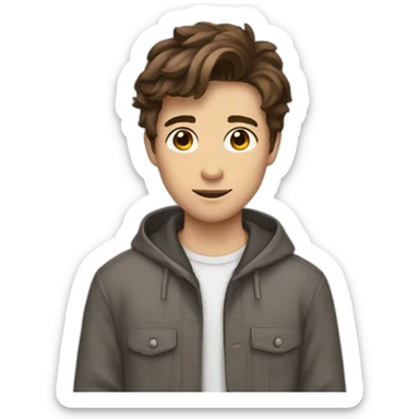 teenage boy with brown hair and brown eyes sticker