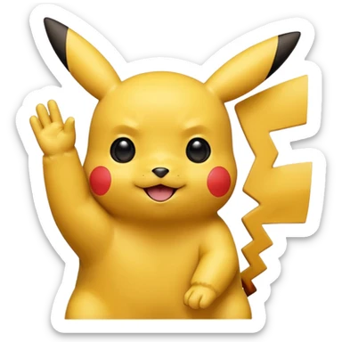 pikachu, waving, friendly expression, minimal background sticker