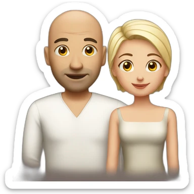 Bald man and his young wife sticker