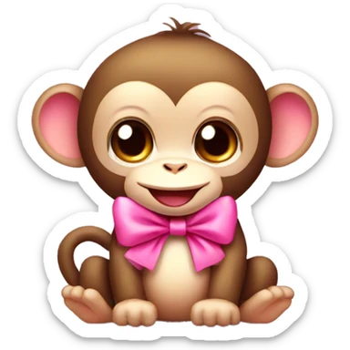 cute monkey with pink bow sticker