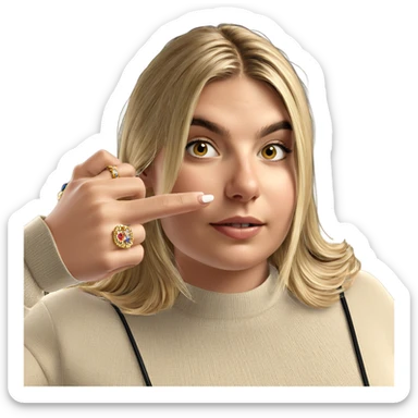 blonde girl with jewelry sticker