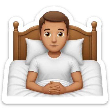 Homem deitado na cama sem coberto sticker