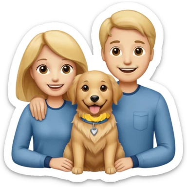 couple and their pet dog sticker