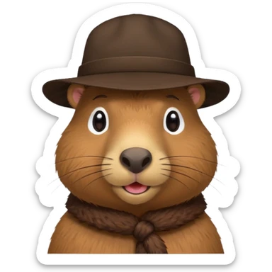 Cute Capybara wearing a hat sticker
