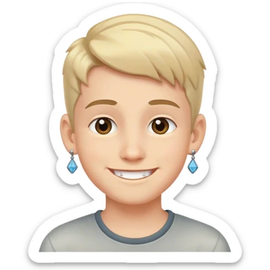 smiling boy with earrings indoors sticker