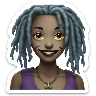 Joker dc girl, black dreadlocks sticker