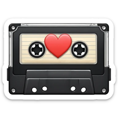 emo cassette tape with a heart label sticker