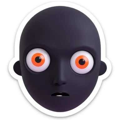 a faceless black head with only two intense, creepy eyes, unsettling and dark sticker