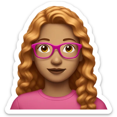 Have a teenage girl with ginger straight/wavy hair with pink glasses.  sticker