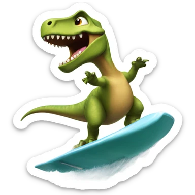 Dinosaur surfing sticker